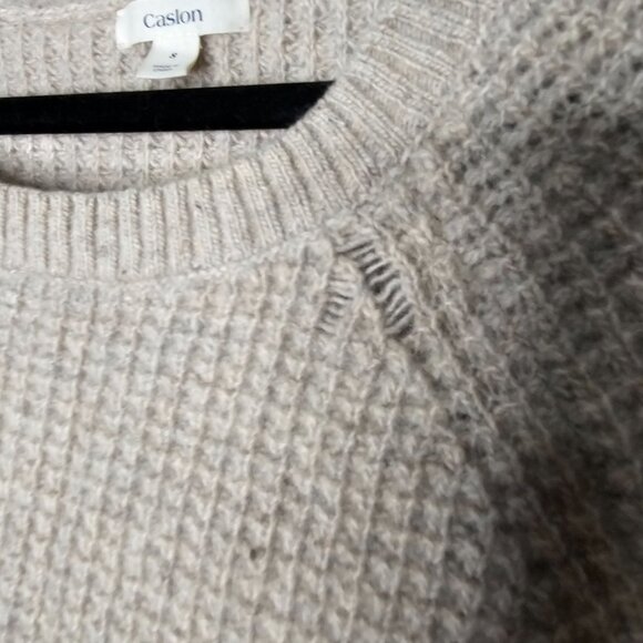 Caslon Size Small Tan Cashmere Blend Knit Sweater Top 3/4 Sleeve - Picture 2 of 5